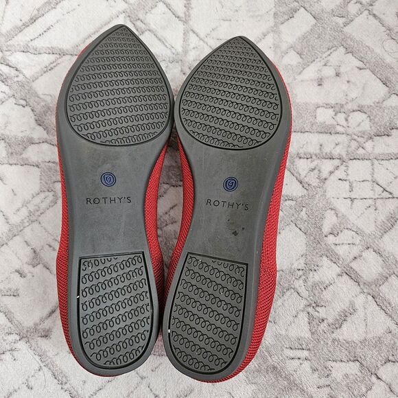 Rothy’s The Point Ballet Flats Women 9 Chili Red Slip-On Casual Textile Washable - Picture 6 of 7